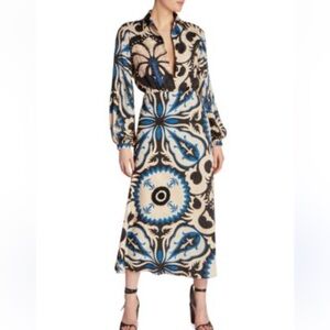 Stylish Blue and Black Patterned Maxi Dress